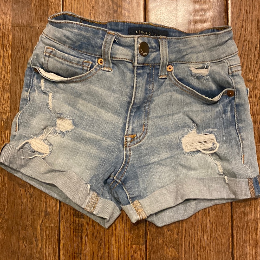 Aeropostale High Rise Midi Jean Shorts-000